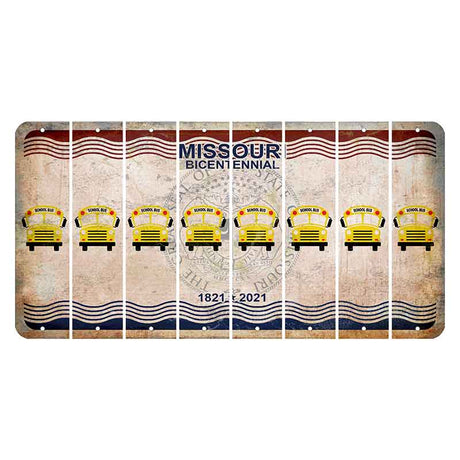 Missouri Bicentennial Cut License Plate Strips (Set of 8) School Bus