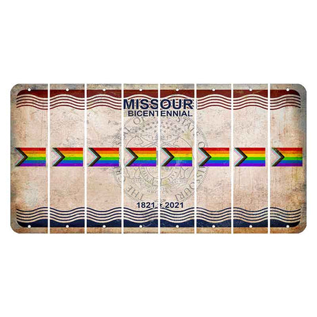 Missouri Bicentennial Cut License Plate Strips (Set of 8) LGBTQ Flag