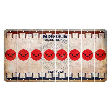 Missouri Bicentennial Cut License Plate Strips (Set of 8) Emoji - Angry