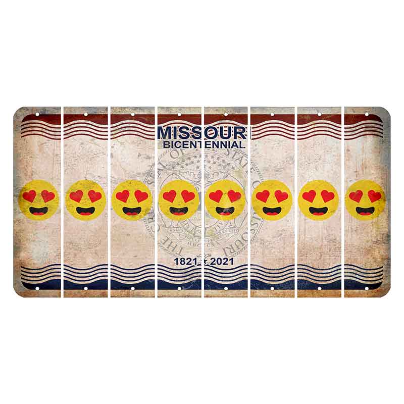 Missouri Bicentennial Cut License Plate Strips (Set of 8) Emoji - Heart Eyes