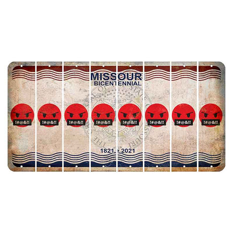 Missouri Bicentennial Cut License Plate Strips (Set of 8) Emoji - Pissed