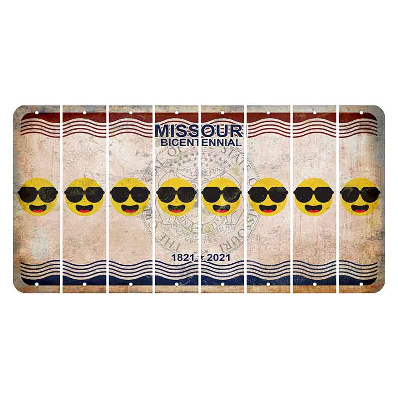 Missouri Bicentennial Cut License Plate Strips (Set of 8) Emoji - Shades