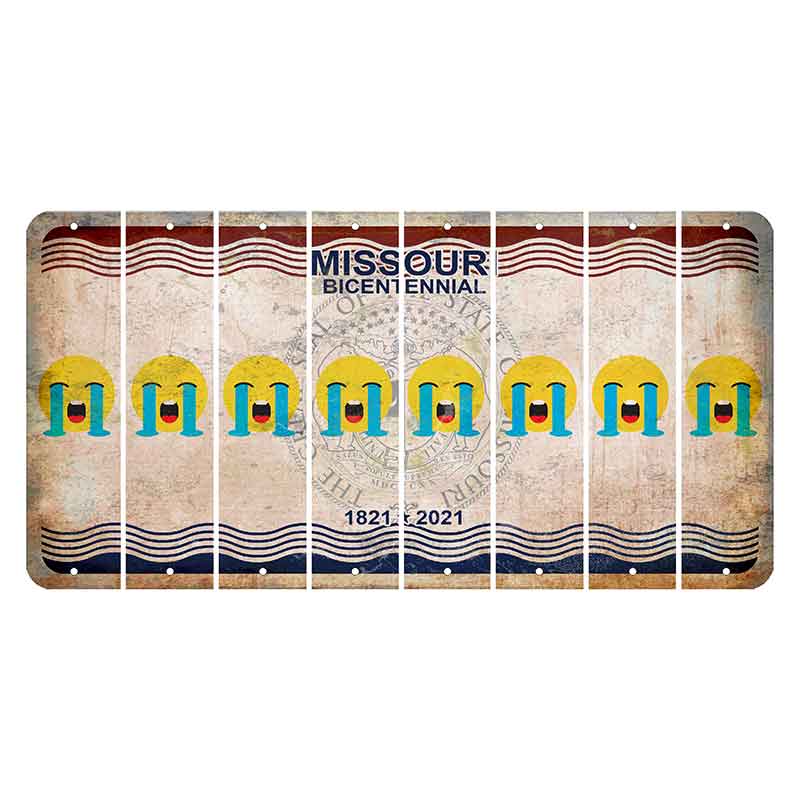 Missouri Bicentennial Cut License Plate Strips (Set of 8) Emoji - Crying