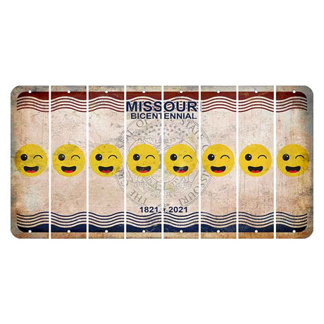 Missouri Bicentennial Cut License Plate Strips (Set of 8) Emoji - Winking