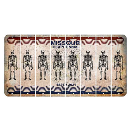 Missouri Bicentennial Cut License Plate Strips (Set of 8) Skeleton