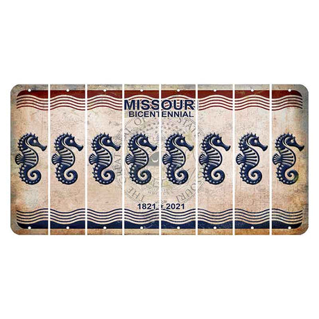 Missouri Bicentennial Cut License Plate Strips (Set of 8) Seahorse