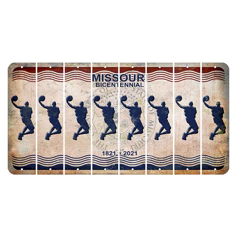 Missouri Bicentennial Cut License Plate Strips (Set of 8) Basketball Player