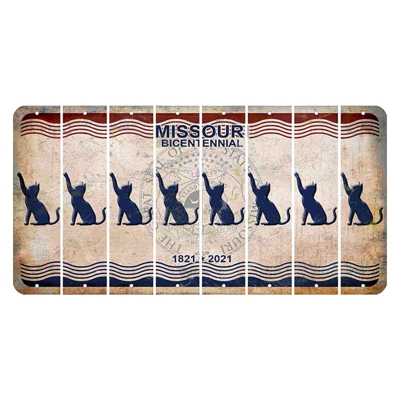 Missouri Bicentennial Cut License Plate Strips (Set of 8) Cat