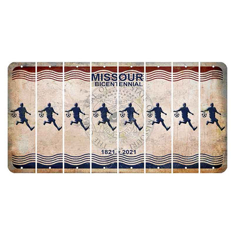 Missouri Bicentennial Cut License Plate Strips (Set of 8) Soccer Player