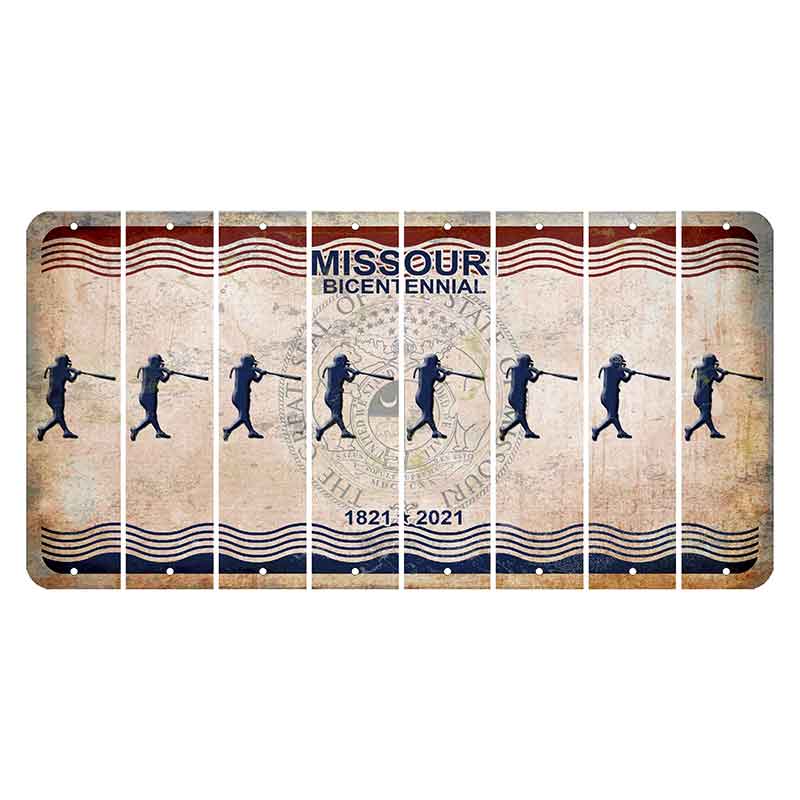 Missouri Bicentennial Cut License Plate Strips (Set of 8) Softball Batter