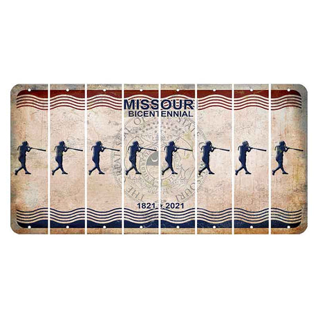 Missouri Bicentennial Cut License Plate Strips (Set of 8) Softball Batter