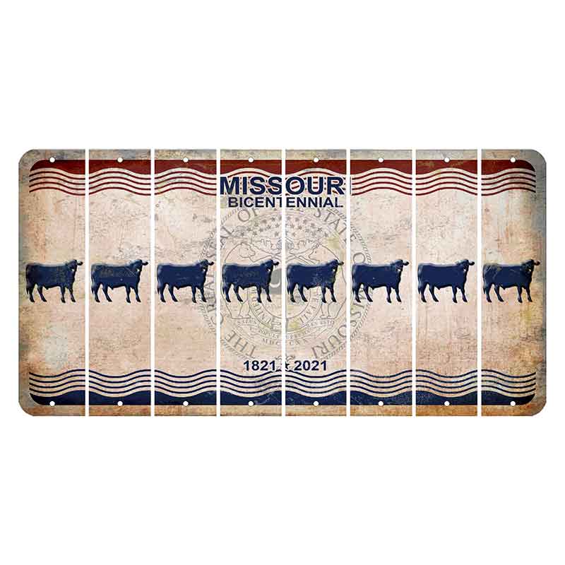 Missouri Bicentennial Cut License Plate Strips (Set of 8) Dairy Cow