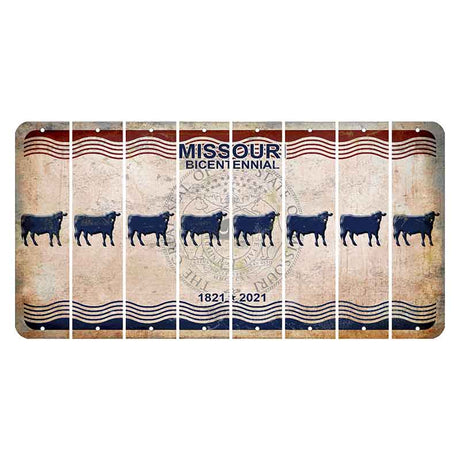 Missouri Bicentennial Cut License Plate Strips (Set of 8) Dairy Cow