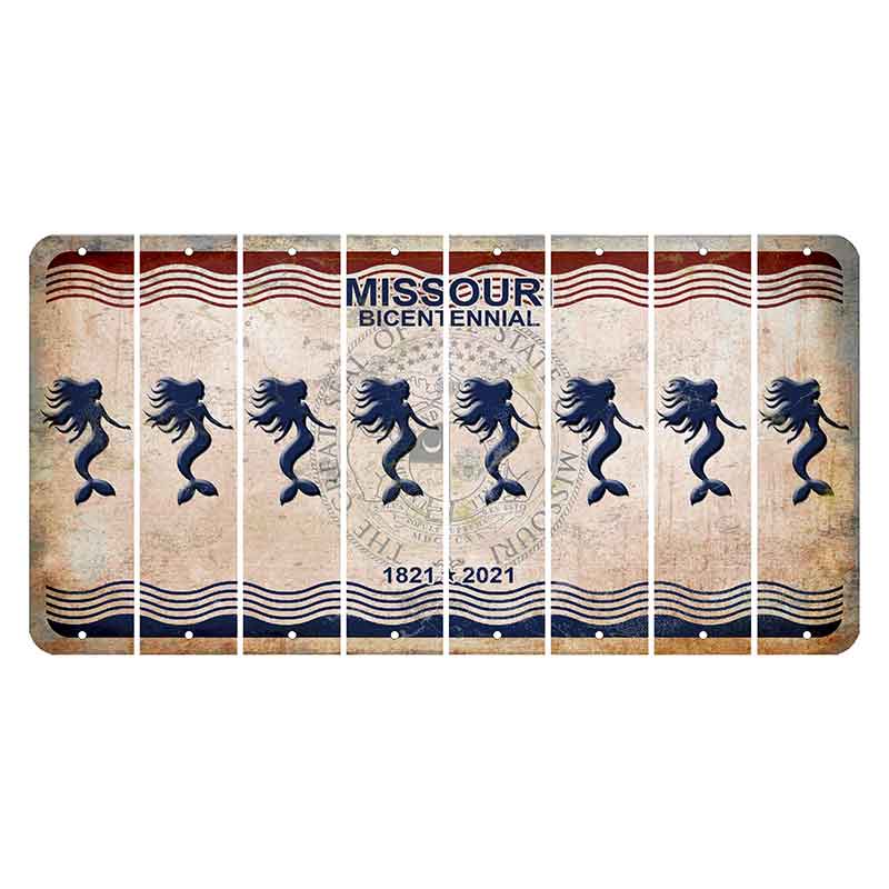 Missouri Bicentennial Cut License Plate Strips (Set of 8) Mermaid