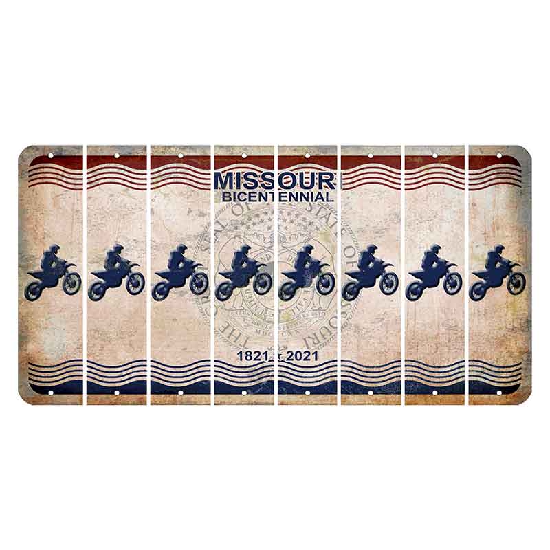 Missouri Bicentennial Cut License Plate Strips (Set of 8) Dirtbike Rider