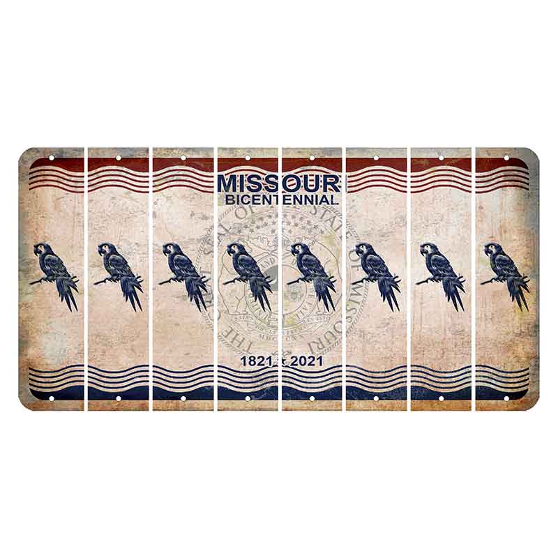 Missouri Bicentennial Cut License Plate Strips (Set of 8) Parrot