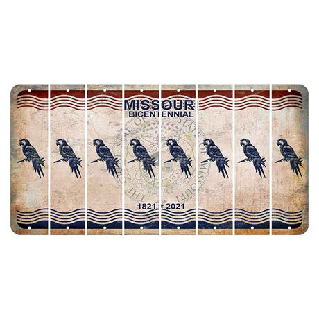 Missouri Bicentennial Cut License Plate Strips (Set of 8) Parrot