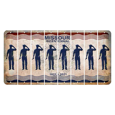 Missouri Bicentennial Cut License Plate Strips (Set of 8) Police Officer