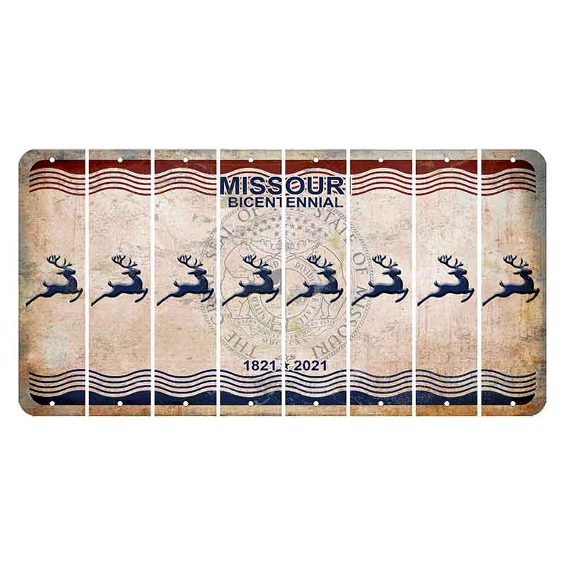 Missouri Bicentennial Cut License Plate Strips (Set of 8) Reindeer