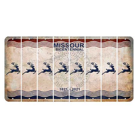 Missouri Bicentennial Cut License Plate Strips (Set of 8) Reindeer