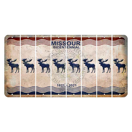 Missouri Bicentennial Cut License Plate Strips (Set of 8) Moose