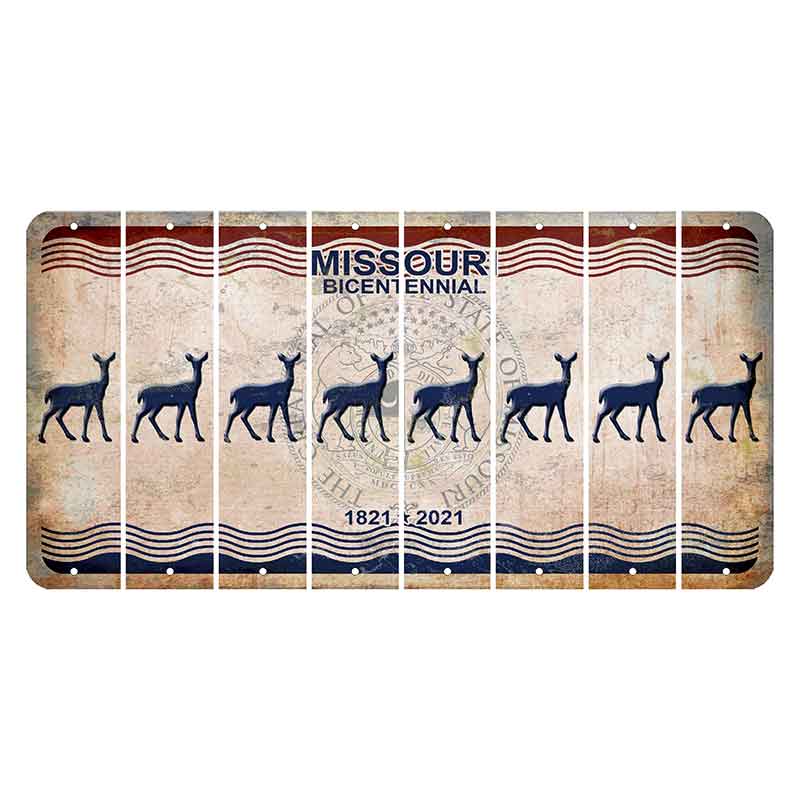 Missouri Bicentennial Cut License Plate Strips (Set of 8) Doe