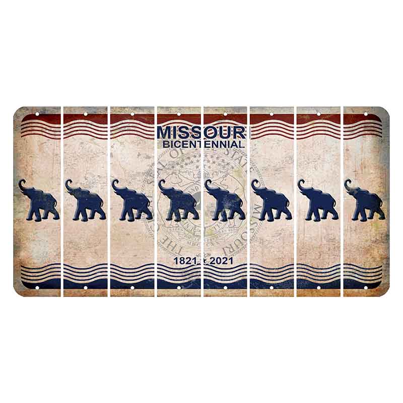 Missouri Bicentennial Cut License Plate Strips (Set of 8) Elephant