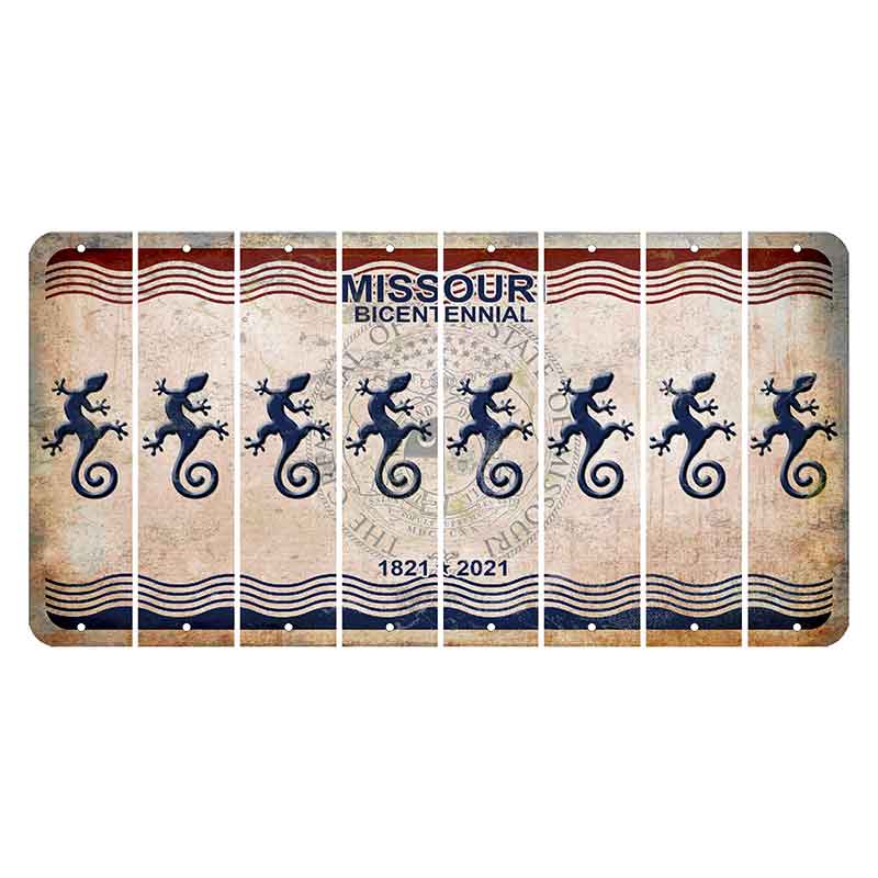 Missouri Bicentennial Cut License Plate Strips (Set of 8) Gecko