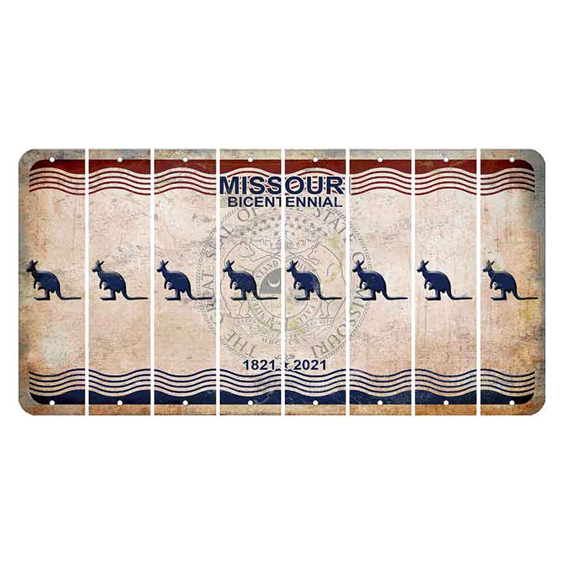 Missouri Bicentennial Cut License Plate Strips (Set of 8) Kangaroo