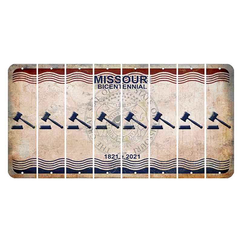 Missouri Bicentennial Cut License Plate Strips (Set of 8) Gavel