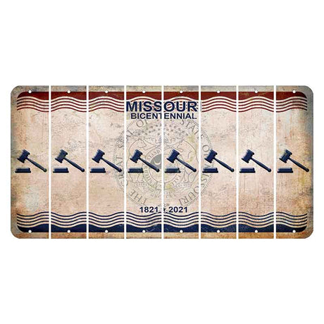 Missouri Bicentennial Cut License Plate Strips (Set of 8) Gavel