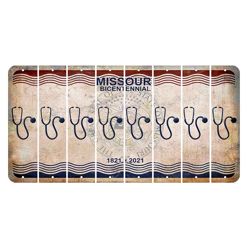 Missouri Bicentennial Cut License Plate Strips (Set of 8) Stethoscope