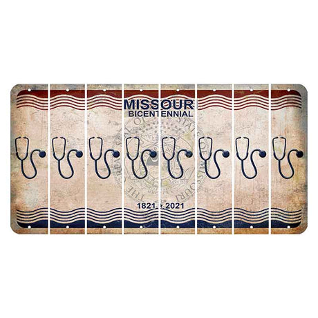 Missouri Bicentennial Cut License Plate Strips (Set of 8) Stethoscope