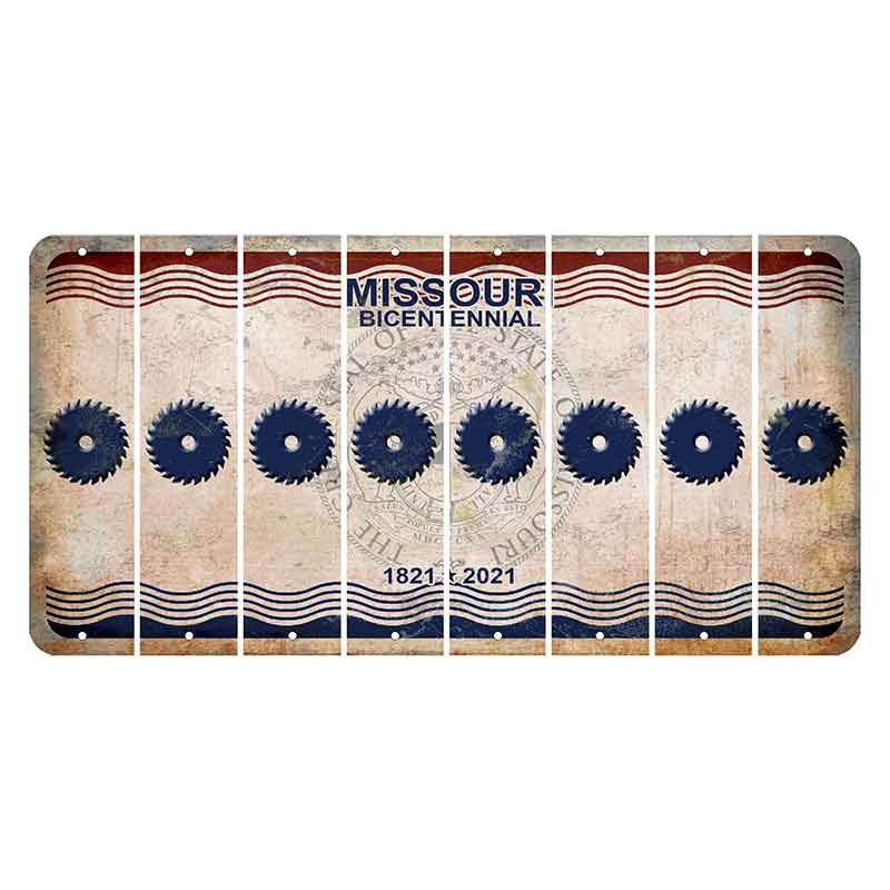 Missouri Bicentennial Cut License Plate Strips (Set of 8) Saw Blade