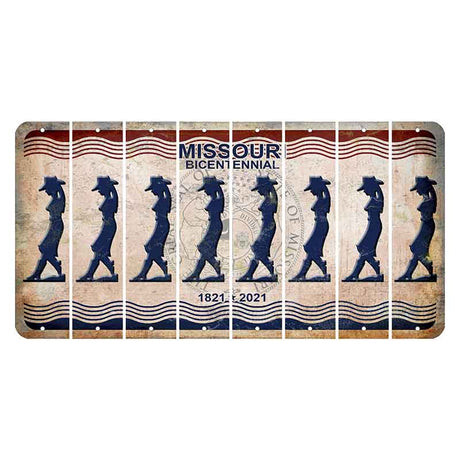 Missouri Bicentennial Cut License Plate Strips (Set of 8) Cowgirl - Leaning