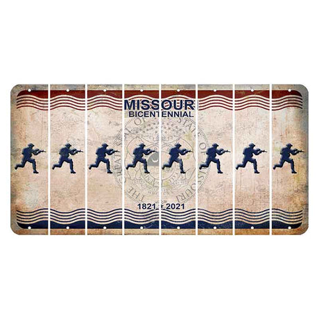 Missouri Bicentennial Cut License Plate Strips (Set of 8) Soldier - Running