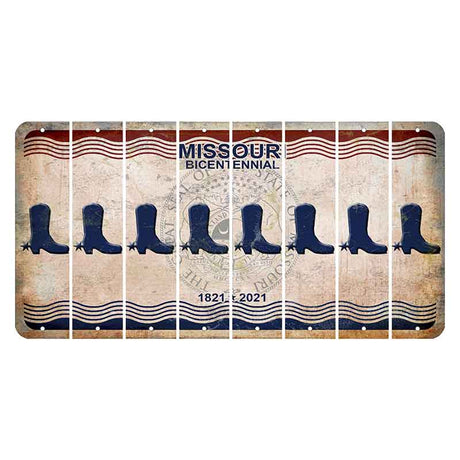 Missouri Bicentennial Cut License Plate Strips (Set of 8) Cowboy Boot