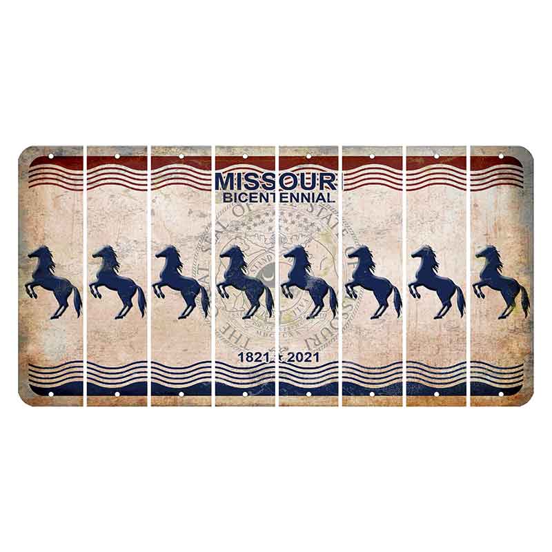 Missouri Bicentennial Cut License Plate Strips (Set of 8) Horse