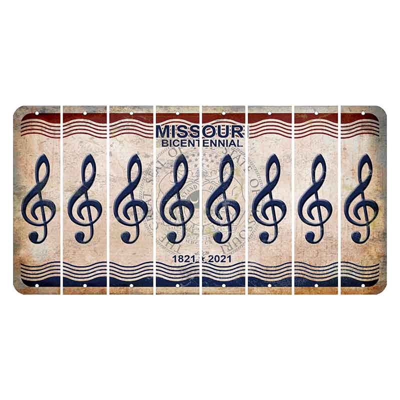 Missouri Bicentennial Cut License Plate Strips (Set of 8) Music Note