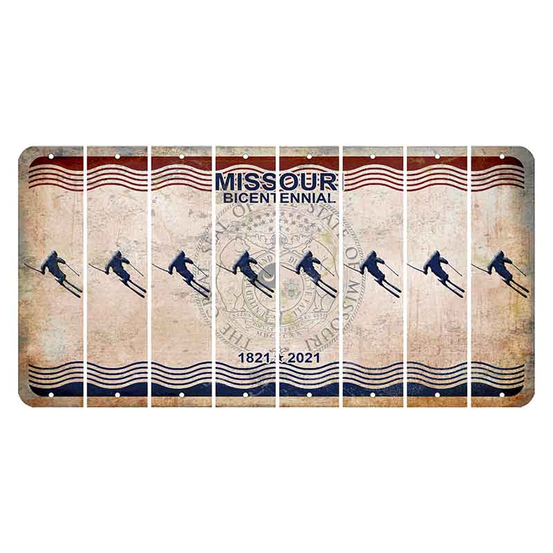 Missouri Bicentennial Cut License Plate Strips (Set of 8) Skier