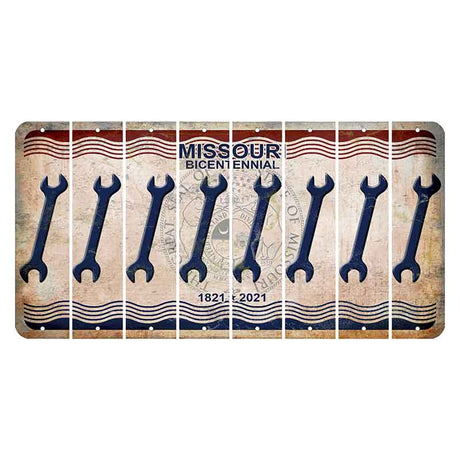 Missouri Bicentennial Cut License Plate Strips (Set of 8) Wrench