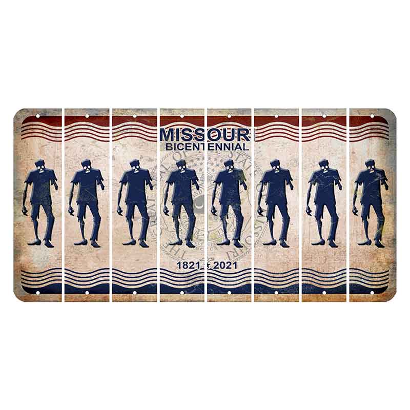 Missouri Bicentennial Cut License Plate Strips (Set of 8) Zombie