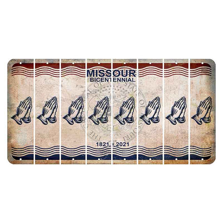 Missouri Bicentennial Cut License Plate Strips (Set of 8) Praying Hands