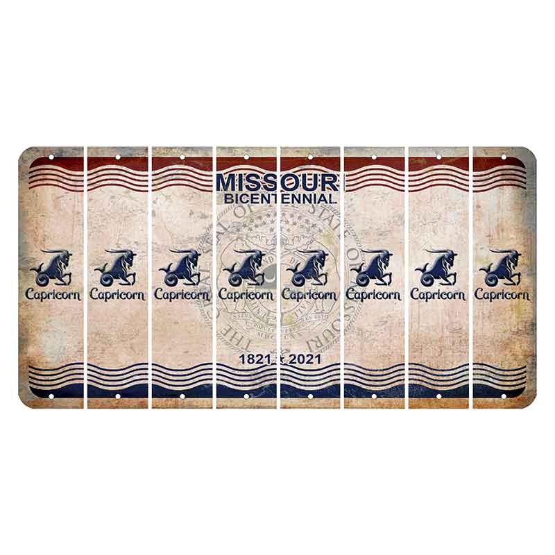 Missouri Bicentennial Cut License Plate Strips (Set of 8) Zodiac Sign - Capricorn