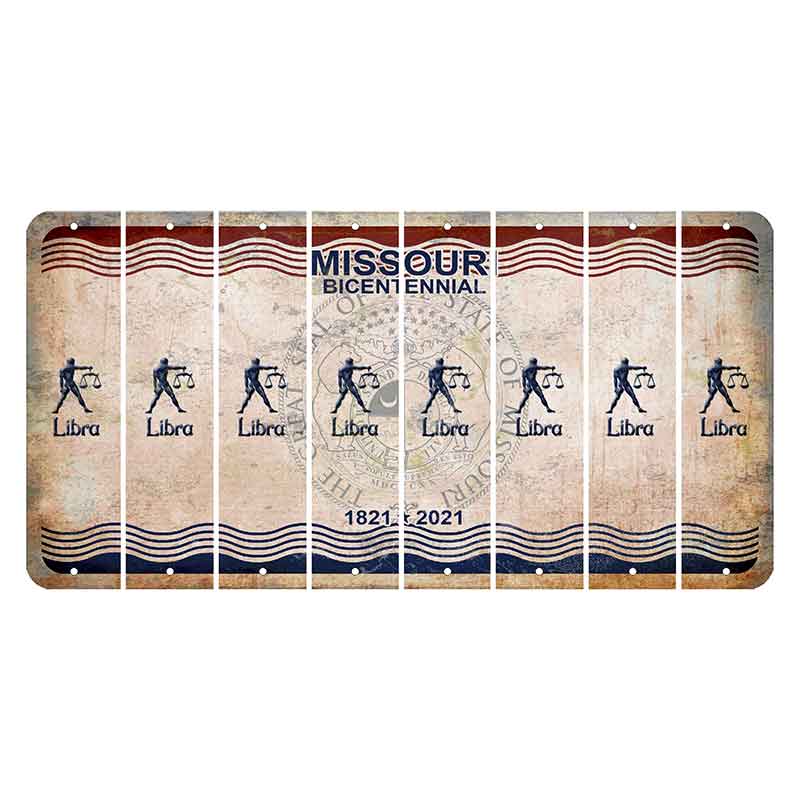 Missouri Bicentennial Cut License Plate Strips (Set of 8) Zodiac Sign - Libra