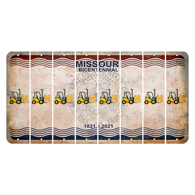 Missouri Bicentennial Cut License Plate Strips (Set of 8) Forklift