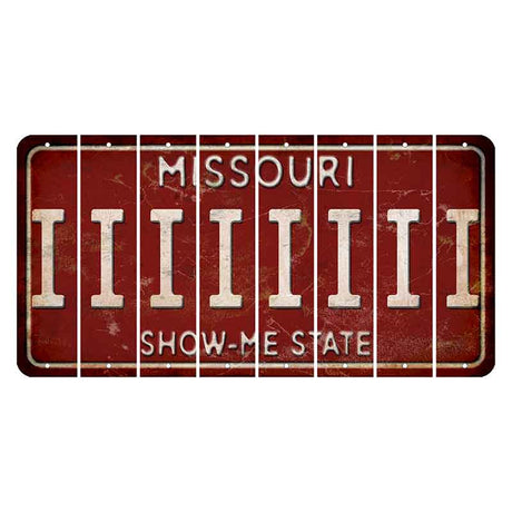 Missouri Maroon Show Me State Cut License Plate Strips (Set of 8) I