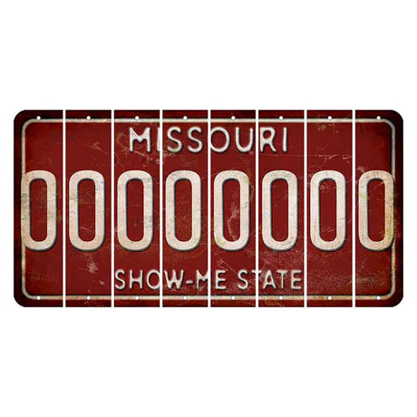 Missouri Maroon Show Me State Cut License Plate Strips (Set of 8) O