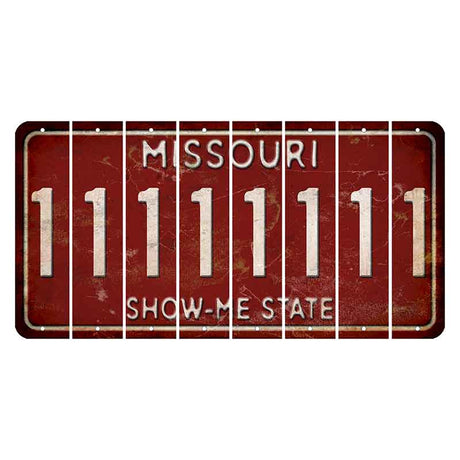 Missouri Maroon Show Me State Cut License Plate Strips (Set of 8) 1