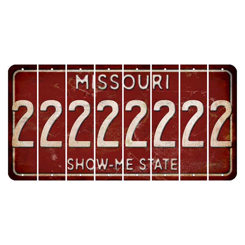 Missouri Maroon Show Me State Cut License Plate Strips (Set of 8) 2